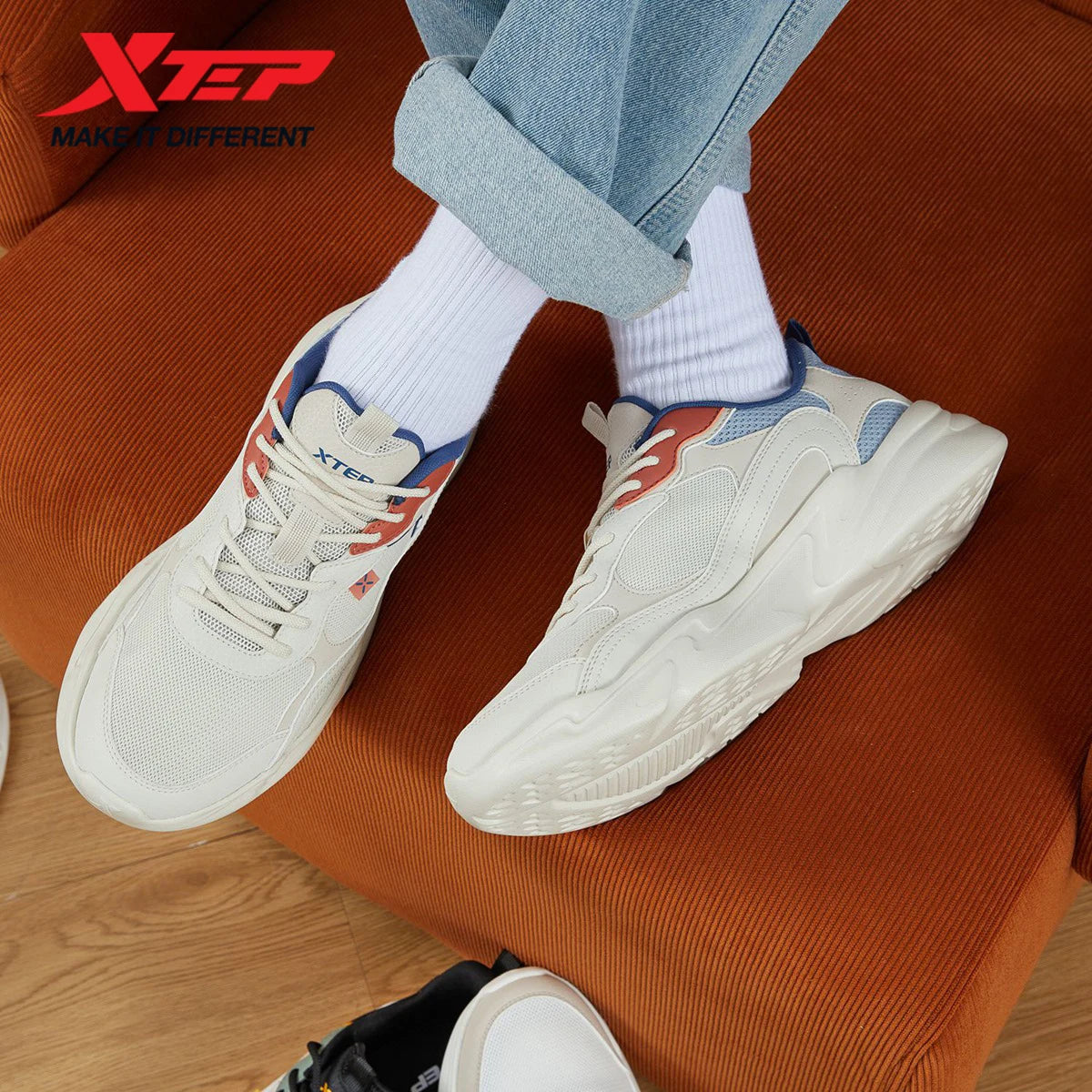 Xtep Walking Shoes for Men Casual Fashion Trekking Support Outdoor Comfortable Breathable Lightweight Mesh Sneakers 878319320066