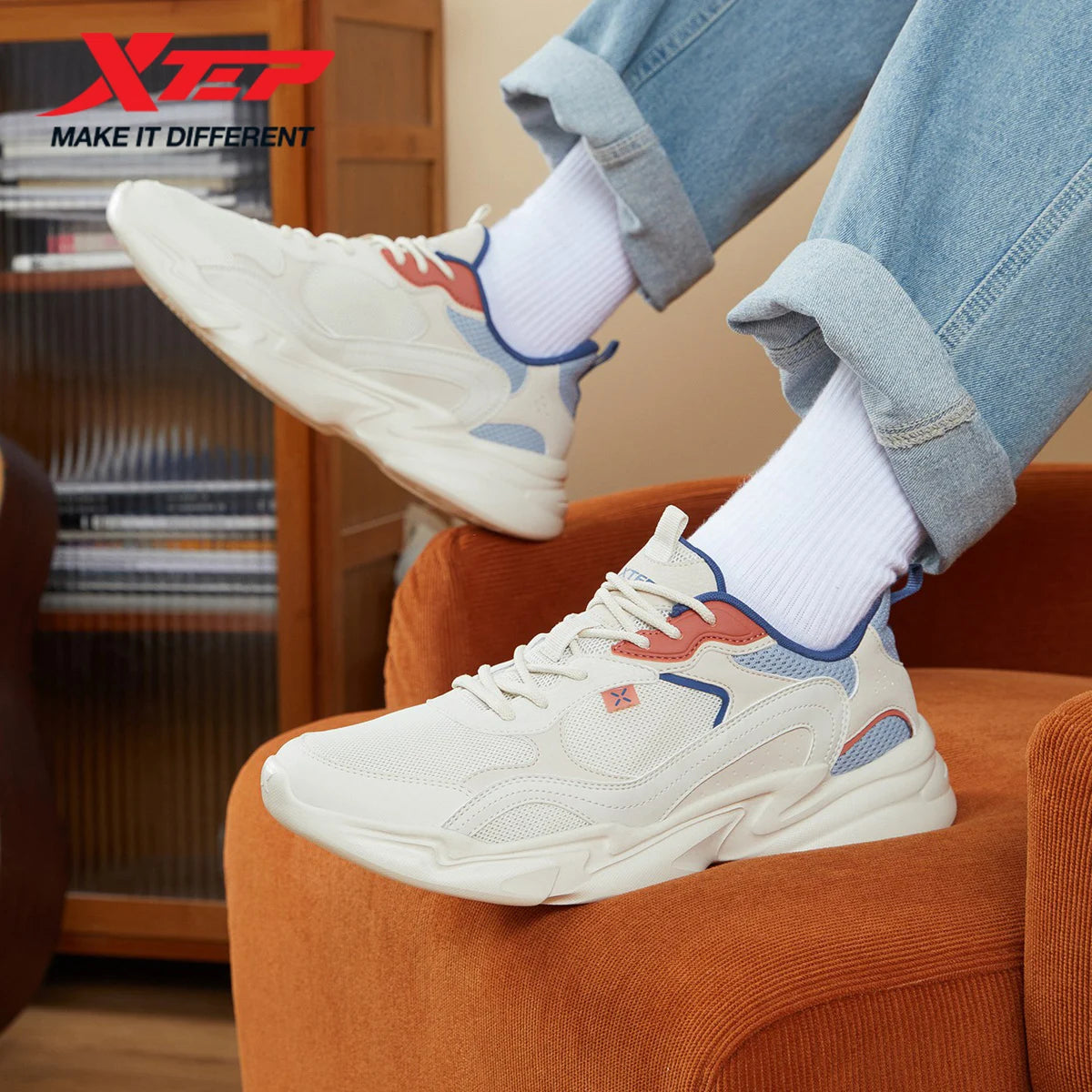 Xtep Walking Shoes for Men Casual Fashion Trekking Support Outdoor Comfortable Breathable Lightweight Mesh Sneakers 878319320066
