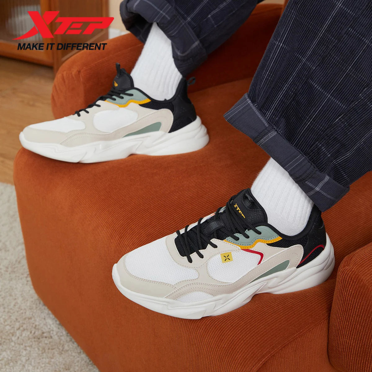Xtep Walking Shoes for Men Casual Fashion Trekking Support Outdoor Comfortable Breathable Lightweight Mesh Sneakers 878319320066
