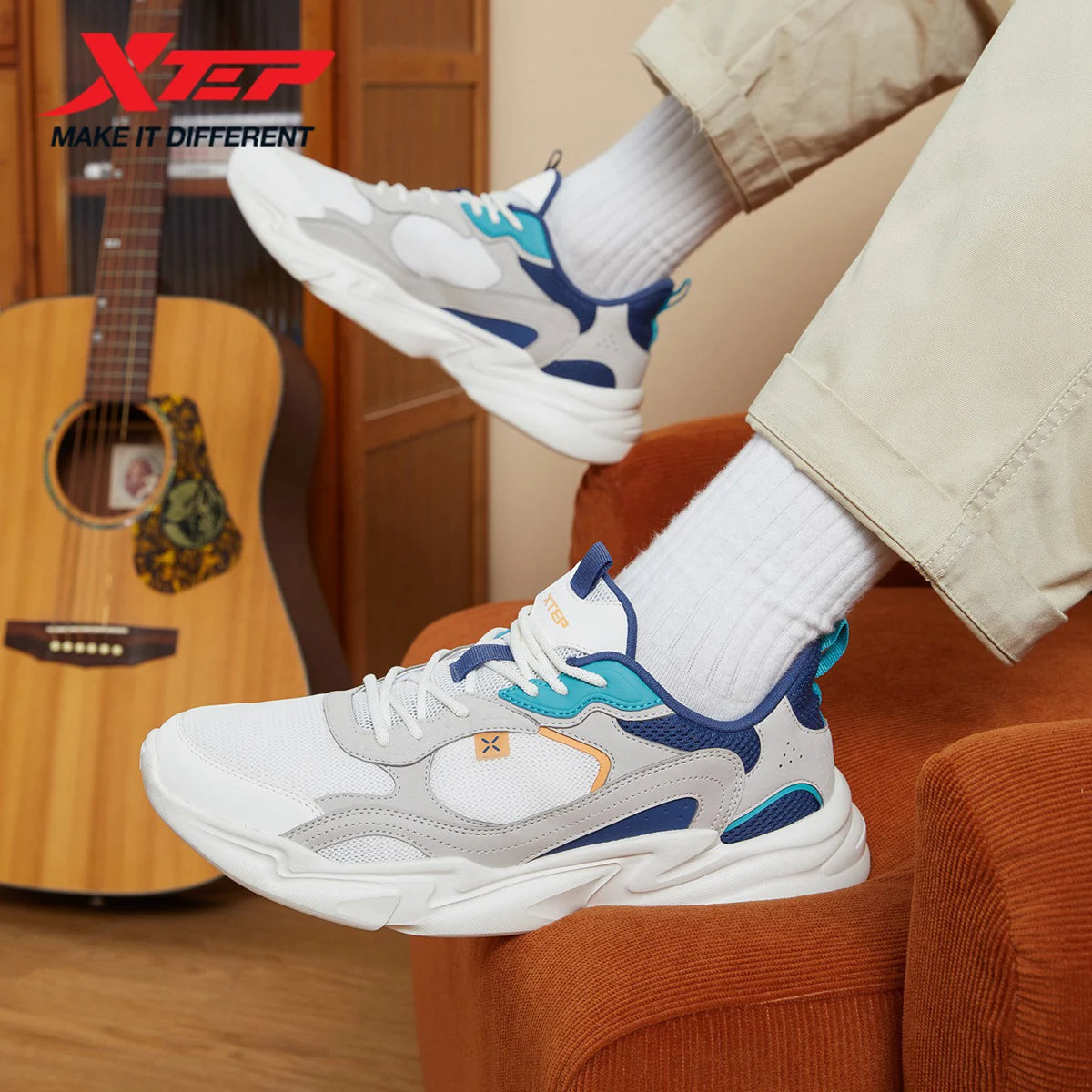 Xtep Walking Shoes for Men Casual Fashion Trekking Support Outdoor Comfortable Breathable Lightweight Mesh Sneakers 878319320066