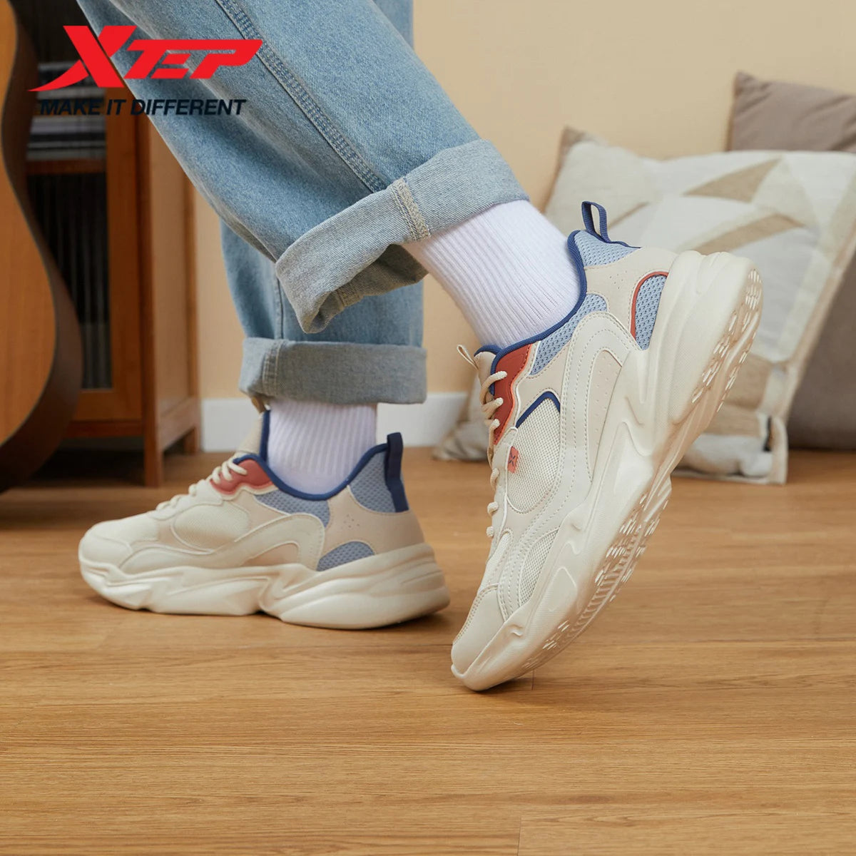 Xtep Walking Shoes for Men Casual Fashion Trekking Support Outdoor Comfortable Breathable Lightweight Mesh Sneakers 878319320066